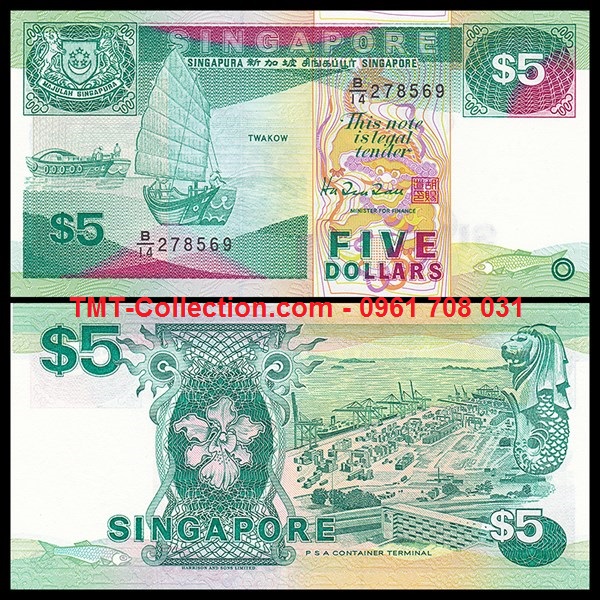 Singapore 5 Dollar 1997 UNC