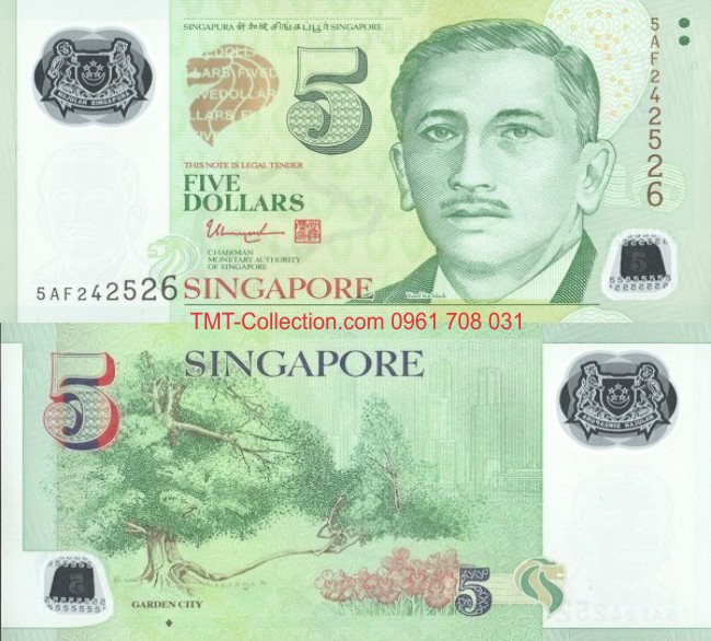 Singapore 5 Dollar 2018 UNC polyme