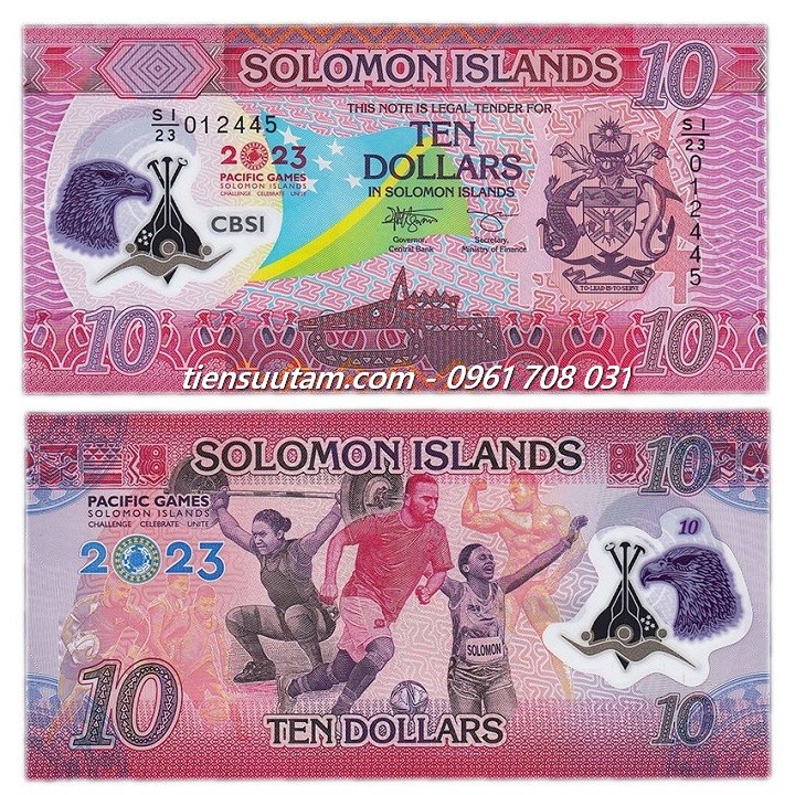 Solomon 10 Dollars 2023 UNC Polyme Kỷ Niệm Pacific Game