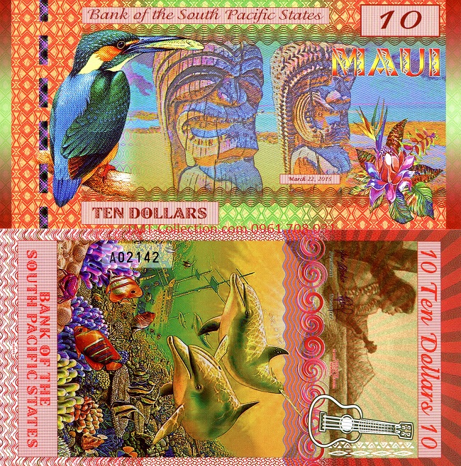 South Pacific 10 Dollars 2015 UNC polyme