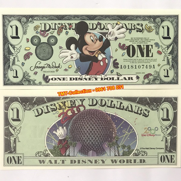 Tiền lưu niệm 1 Dollar chuột Mickey Disney