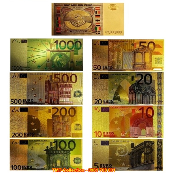 Bộ 9 tờ EURO mạ vàng plastic