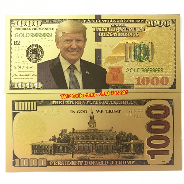 Tiền 1000 USD Donald Trump mạ vàng plastic