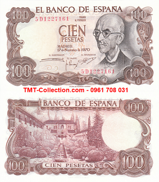 Spain - Tây Ban Nha 100 Pesetas 1970 UNC