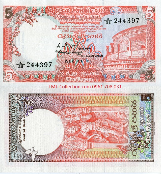 Srilanka - Ceylon 5 Rupees 1982 UNC