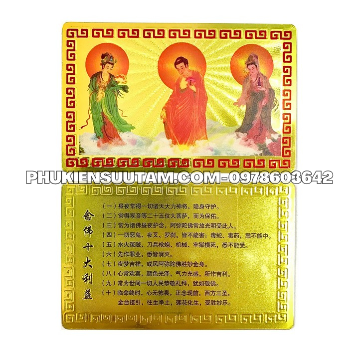 Thẻ Kim Bài Tây Phương Tam Thánh Phật - Phukiensuutam.com