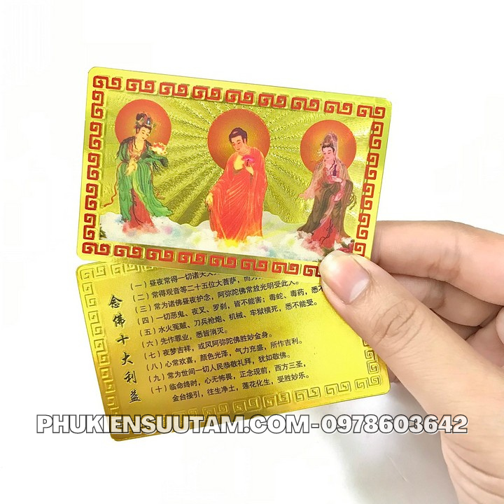 Thẻ Kim Bài Tây Phương Tam Thánh Phật - Phukiensuutam.com