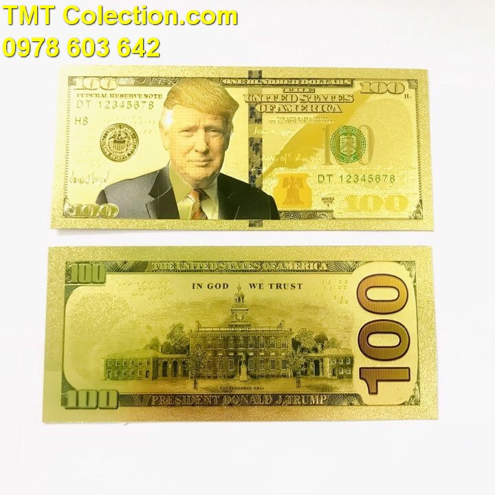 Tiền 100 USD hình Tổng Thống Trump mạ vàng - TMT Collection.com