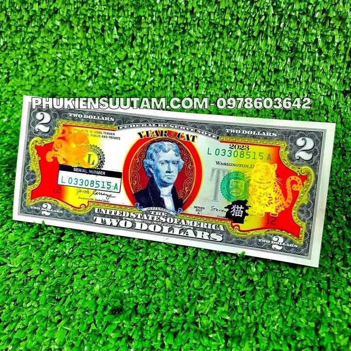 Tiền 2 USD Hình Con Mèo Mạ Vàng 2023 (Mẫu 2 Mèo Đứng) - Phukiensuutam.com