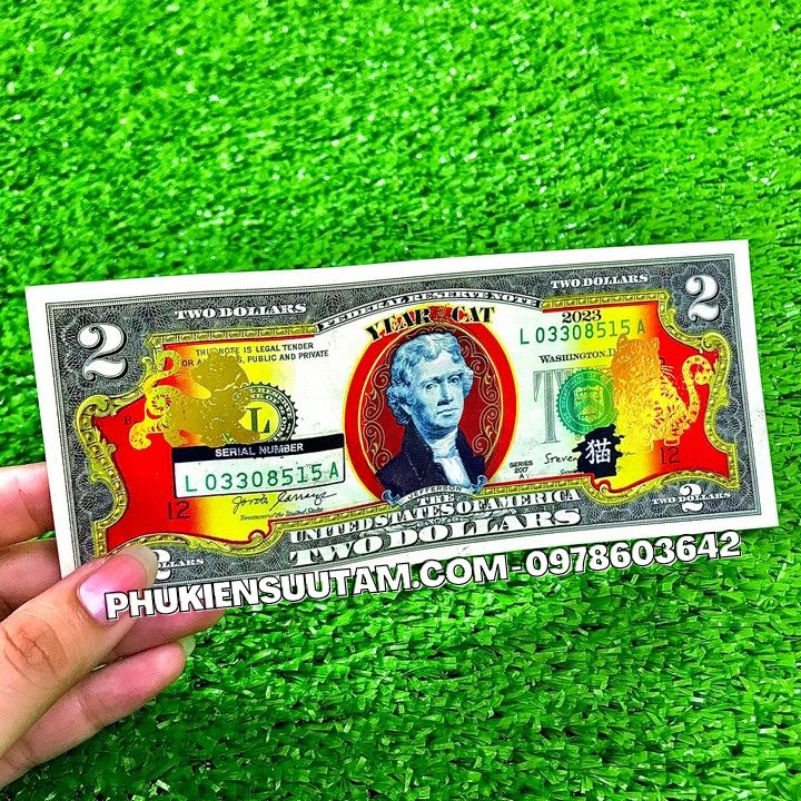 Tiền 2 USD Hình Con Mèo Mạ Vàng 2023 (Mẫu 2 Mèo Đứng) - Phukiensuutam.com