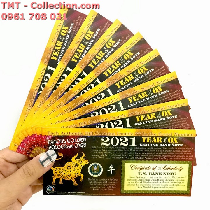 Tiền 2 USD Con Trâu Mạ Vàng - TMT Collection.com