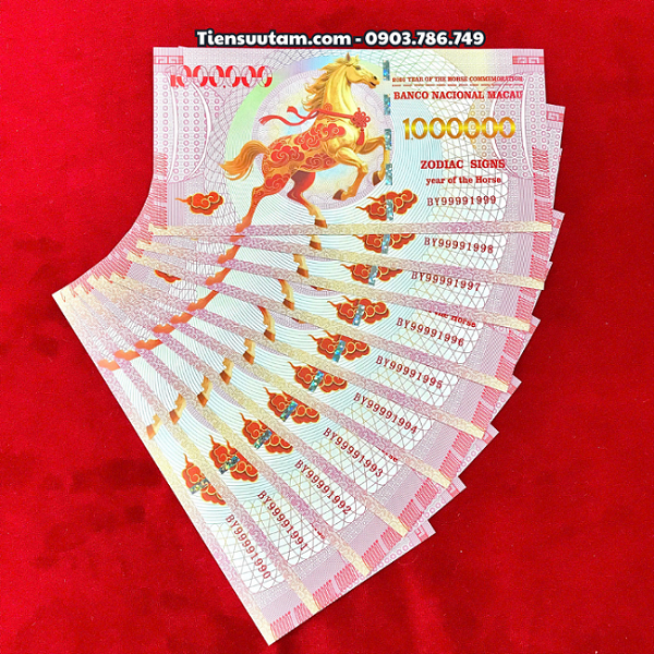 Tờ Tiền Lì Xì 1 Triệu Đô La Macao Hình Con Ngựa 2026 Seri Năm Sinh