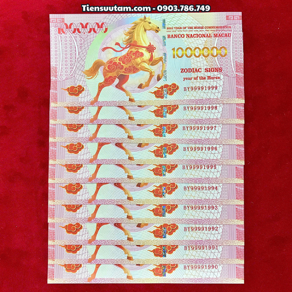 Tờ Tiền Lì Xì 1 Triệu Đô La Macao Hình Con Ngựa 2026 Seri Năm Sinh