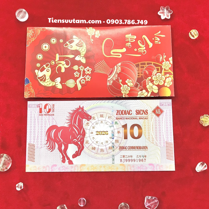 Tiền Lì Xì 10 Dola Macao Hình Con Ngựa 2026