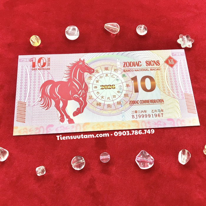 Tiền Lì Xì 10 Dola Macao Hình Con Ngựa 2026