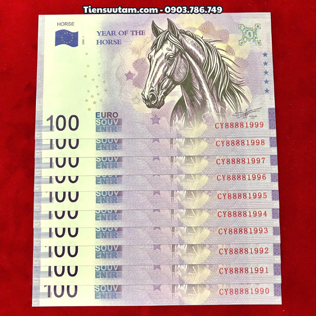 Tiền Lì Xì 100 Euro Hình Con Ngựa 2026 Seri Năm Sinh