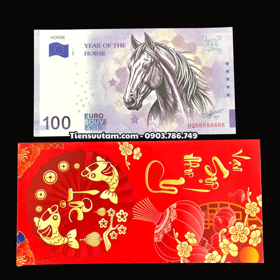 Tiền Lì Xì 100 Euro Hình Con Ngựa 2026 Seri VIP