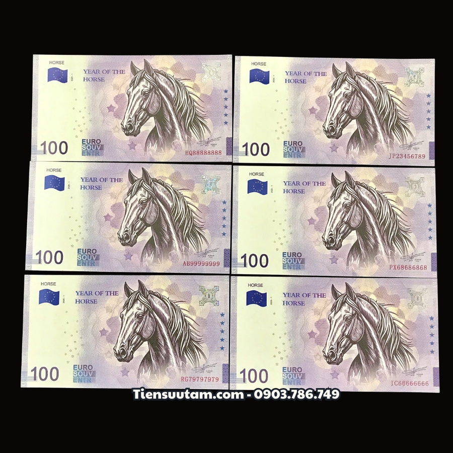 Tiền Lì Xì 100 Euro Hình Con Ngựa 2026 Seri VIP