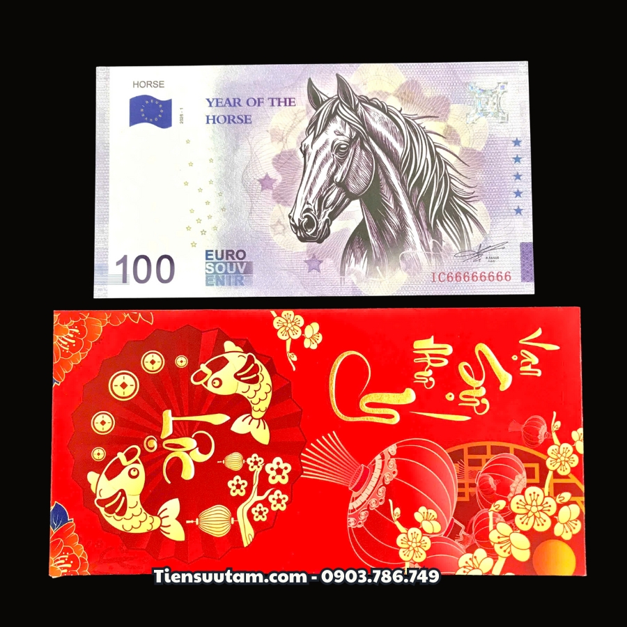 Tiền Lì Xì 100 Euro Hình Con Ngựa 2026 Seri VIP