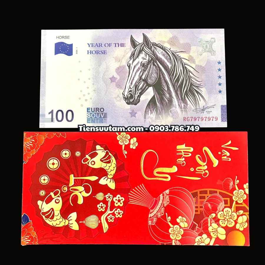 Tiền Lì Xì 100 Euro Hình Con Ngựa 2026 Seri VIP