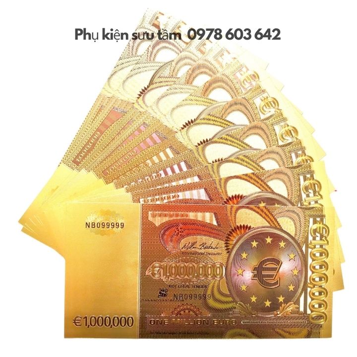 Tiền Lưu niệm 1 triệu EURO mạ vàng Plastic - Phukiensuutam.com