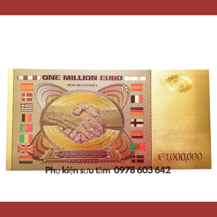 Tiền Lưu niệm 1 triệu EURO mạ vàng Plastic - Phukiensuutam.com