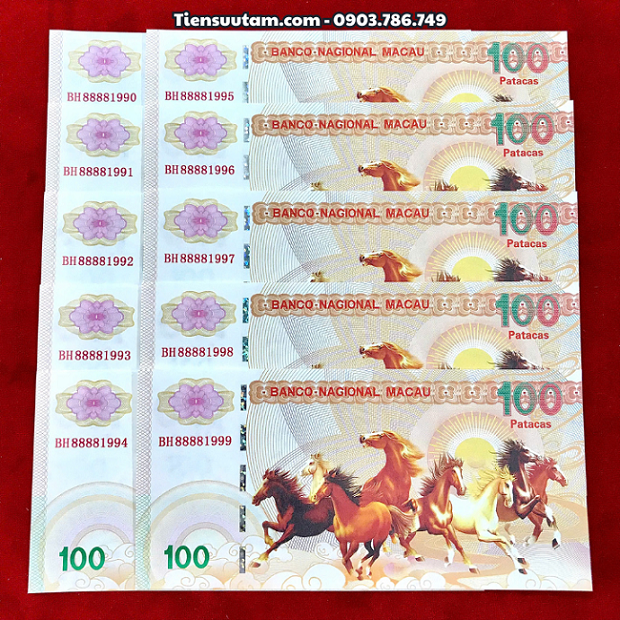 Tiền Lưu Niệm 100 Macao Mã Đáo Thành Công Quan Âm Seri Năm Sinh