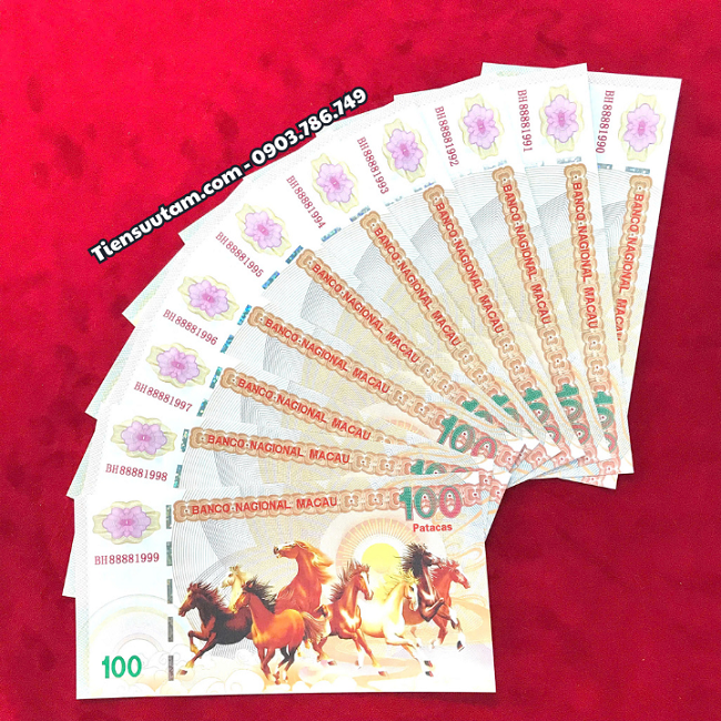 Tiền Lưu Niệm 100 Macao Mã Đáo Thành Công Quan Âm Seri Năm Sinh