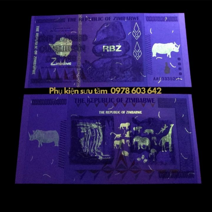 Tiền Lưu Niệm 100 Tỷ Tỷ Zimbabwe Hình Tê Giác - Phukiensuutam.com