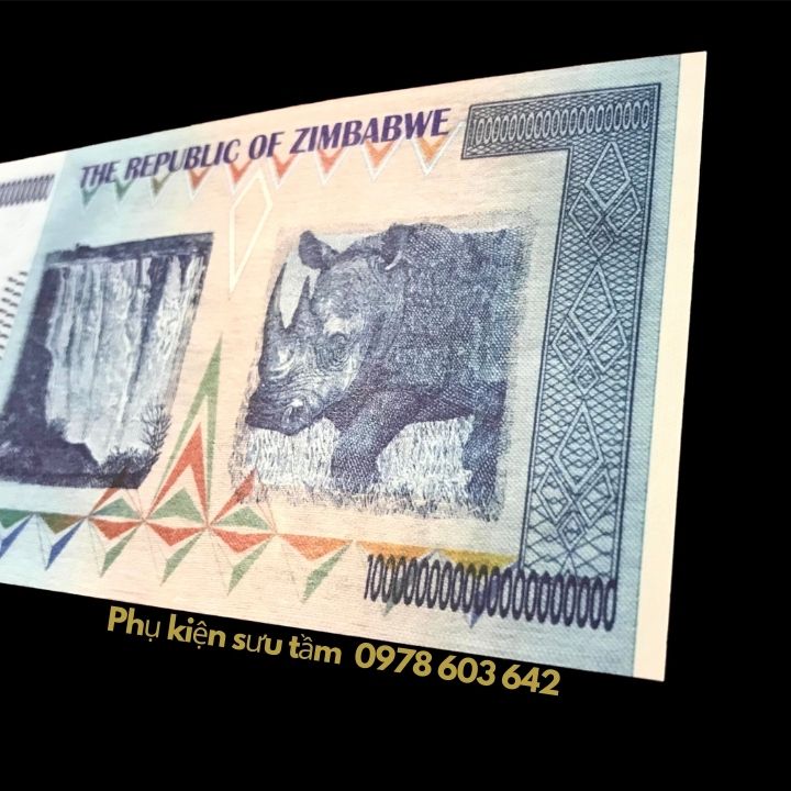 Tiền Lưu Niệm 100 Tỷ Tỷ Zimbabwe Hình Tê Giác - Phukiensuutam.com