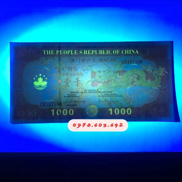 Tiền Lưu Niệm 1000 Dola Macau Hình Con Rồng Năm 1999 - Phukiensuutam.com