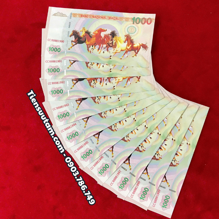 Tiền Lưu Niệm 1000 Macao Mã Đáo Thành Công Cá Chép Rồng Seri Năm Sinh