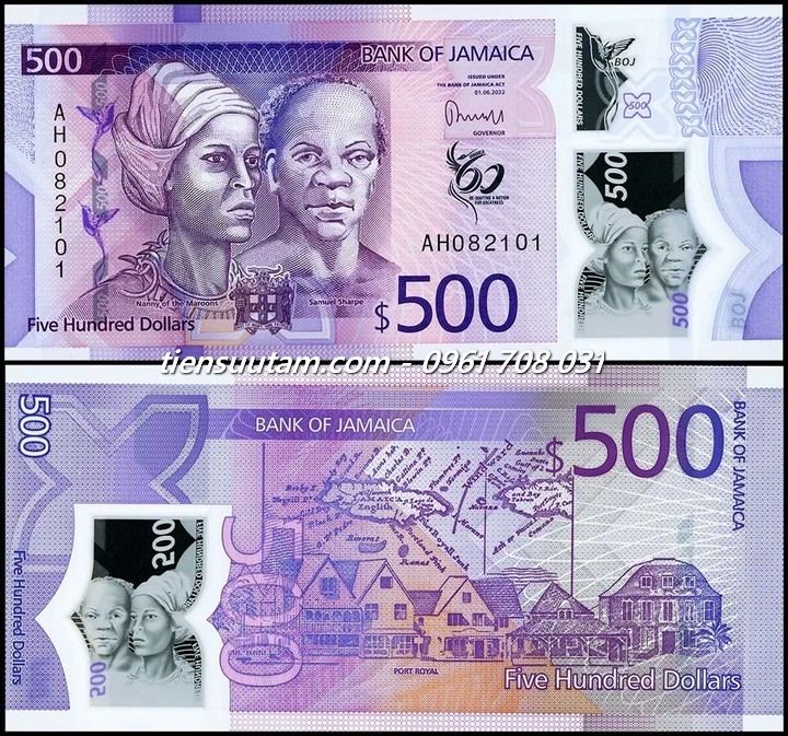 Jamaica 500 Dollars 2022 UNC polymer