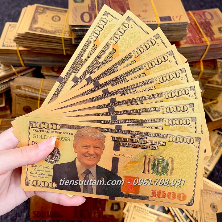 Tiền 1000 USD Donald Trump mạ vàng