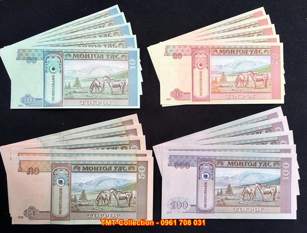 Bộ 4 tờ tiền mã đáo của Mông Cổ
