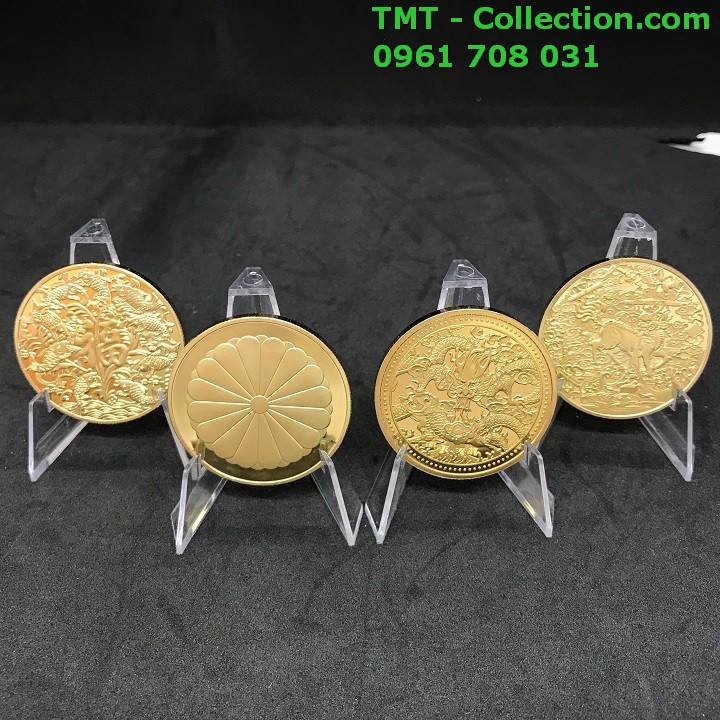Combo 4 xu tứ linh Rồng Phụng Lân Cá Chép tặng túi gấm - TMT Collection.com