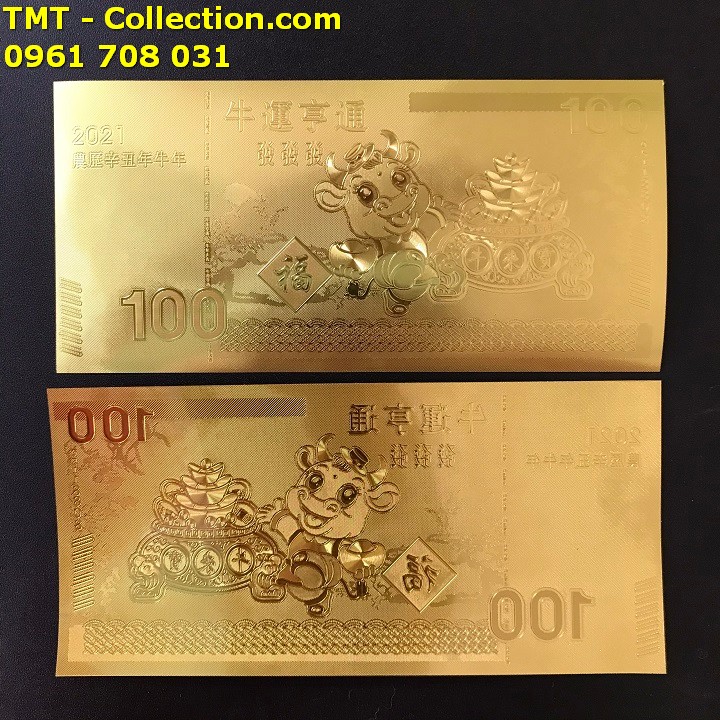 Tiền Lưu Niệm 100 Hình Con Trâu Mạ Vàng Plastic - TMT Collection.com