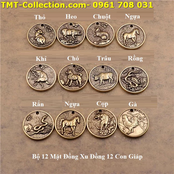Bộ 12 Mặt Đồng Xu Đồng 12 Con Giáp - TMT Collection