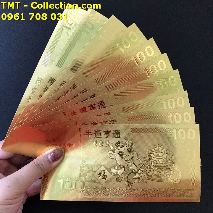 Tiền Lưu Niệm 100 Hình Con Trâu Mạ Vàng Plastic - TMT Collection.com