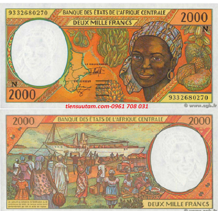 Equatorial Guinea - Guinea Xích Đạo 2000 CFA Franc 1993 UNC (N)