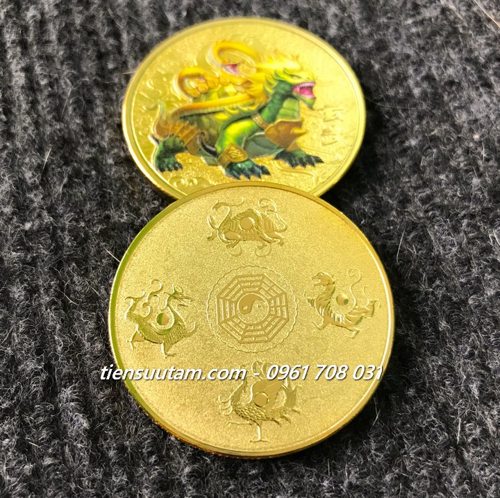 Mặt Sau Xu Phong Thuỷ Tứ Tượng Huyền Vũ Vàng In Màu