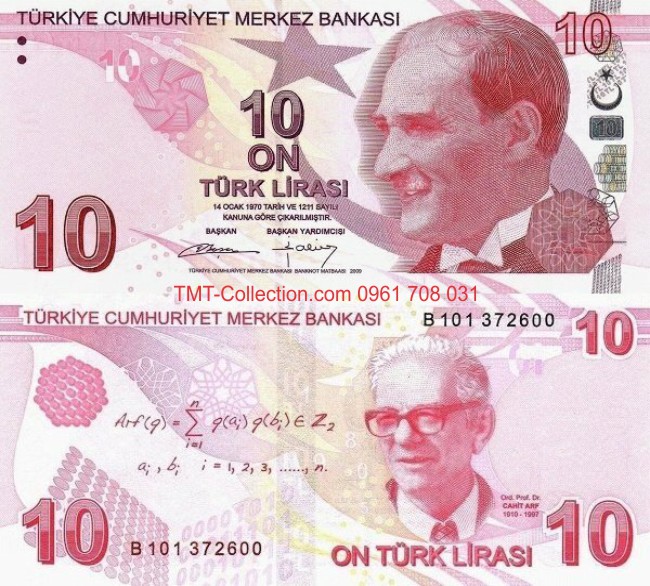 Turkey - Thổ Nhỉ Kỳ 10 Lira 2009 UNC