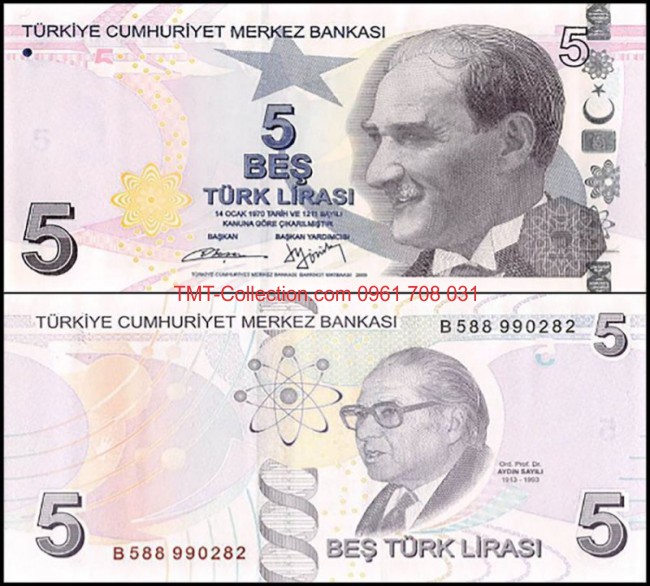 Turkey - Thổ Nhỉ Kỳ 5 Lira 2009 UNC
