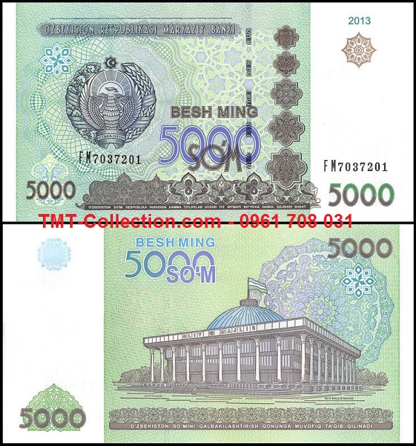 Uzbekistan 5000 Som 2013 UNC