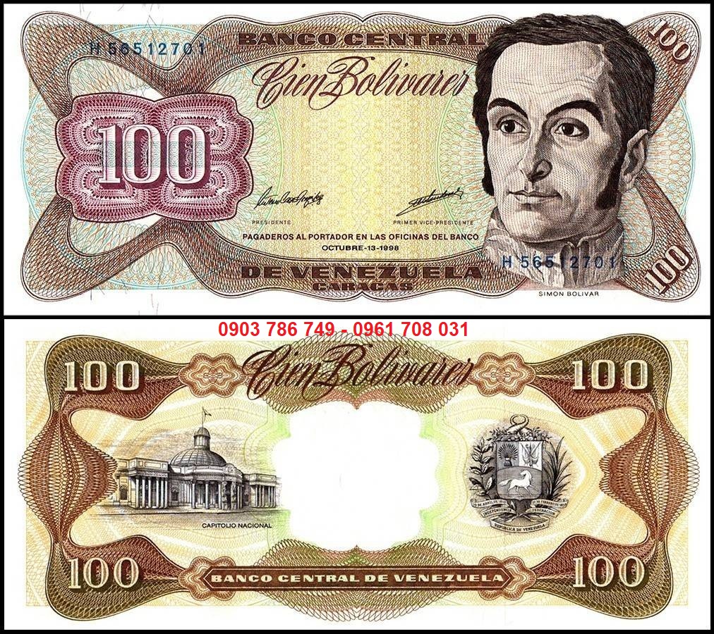 Tiền Sưu Tầm Venezuela 100 Bolivares 1987–1998 UNC