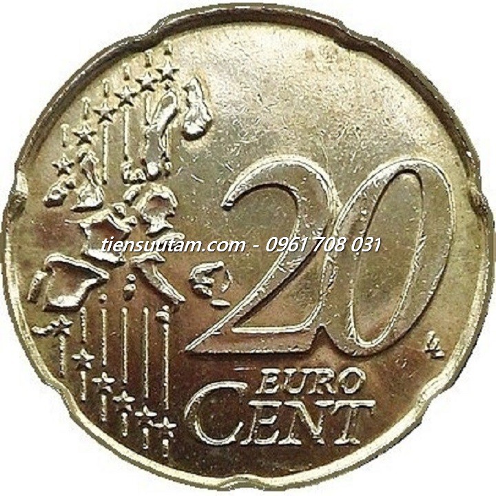 Mặt Trước Xu Belgium - Bỉ 20 Euro Cent 1999-2006