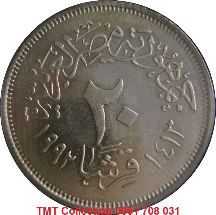 Xu Egypt-Ai Cập 20 Piastres 1992