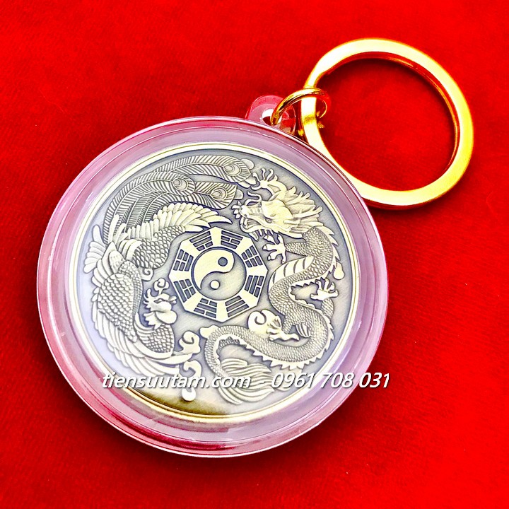 Móc Khoá Xu Long Phụng Bát Quái Âm Dương