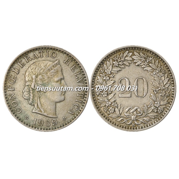 Xu Switzerland - Thụy Sĩ 20 Rappen 1939-2024