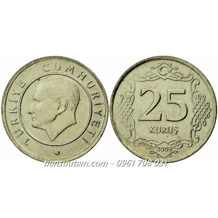 Xu Turkey - Thổ Nhỉ Kỳ 25 Kurus 2009-2022